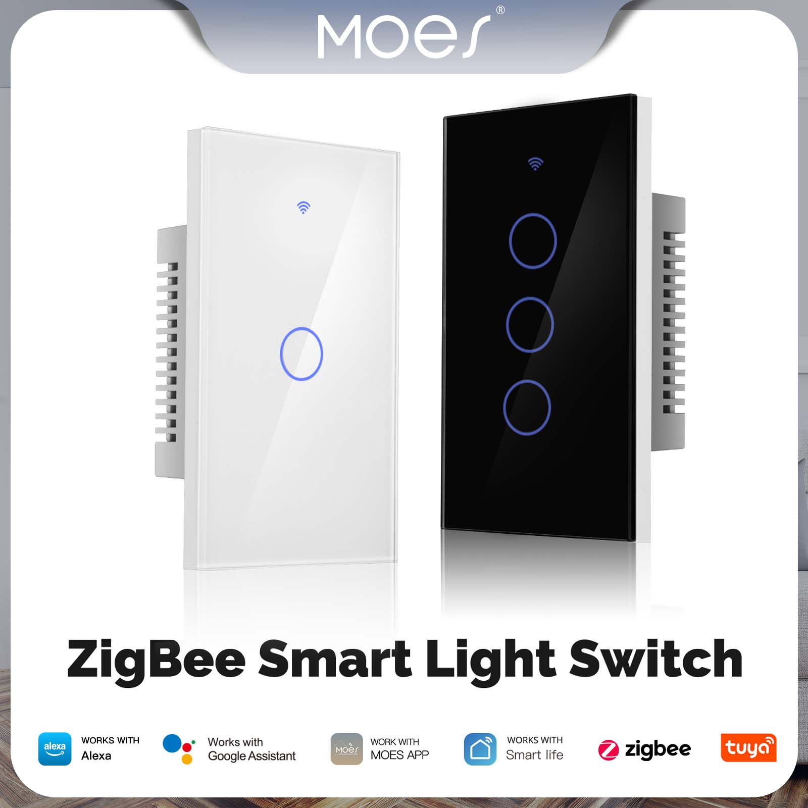 Smart Home Touchscreen Control Panel - MOES Tuya ZigBee Smart-Lichtschalter mit Touch-Glaspanel,